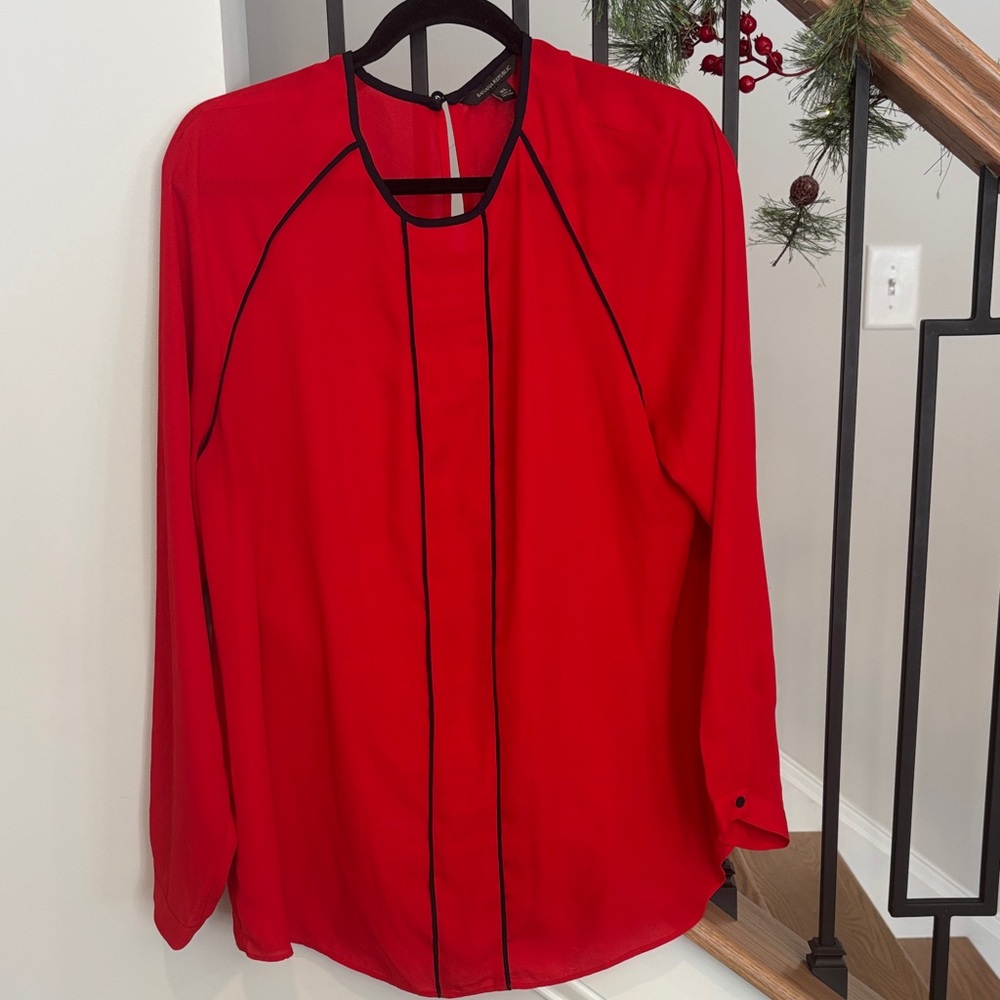 Banana Republic Red Blouse with Black Trim XL